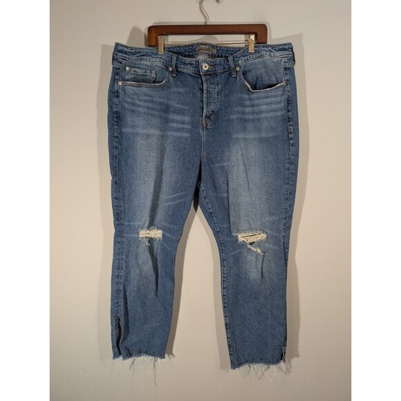 Torrid Women High Rise Straight Distressed Ankle Button Fly Jeans Plus 20 Curvy - Picture 1 of 11